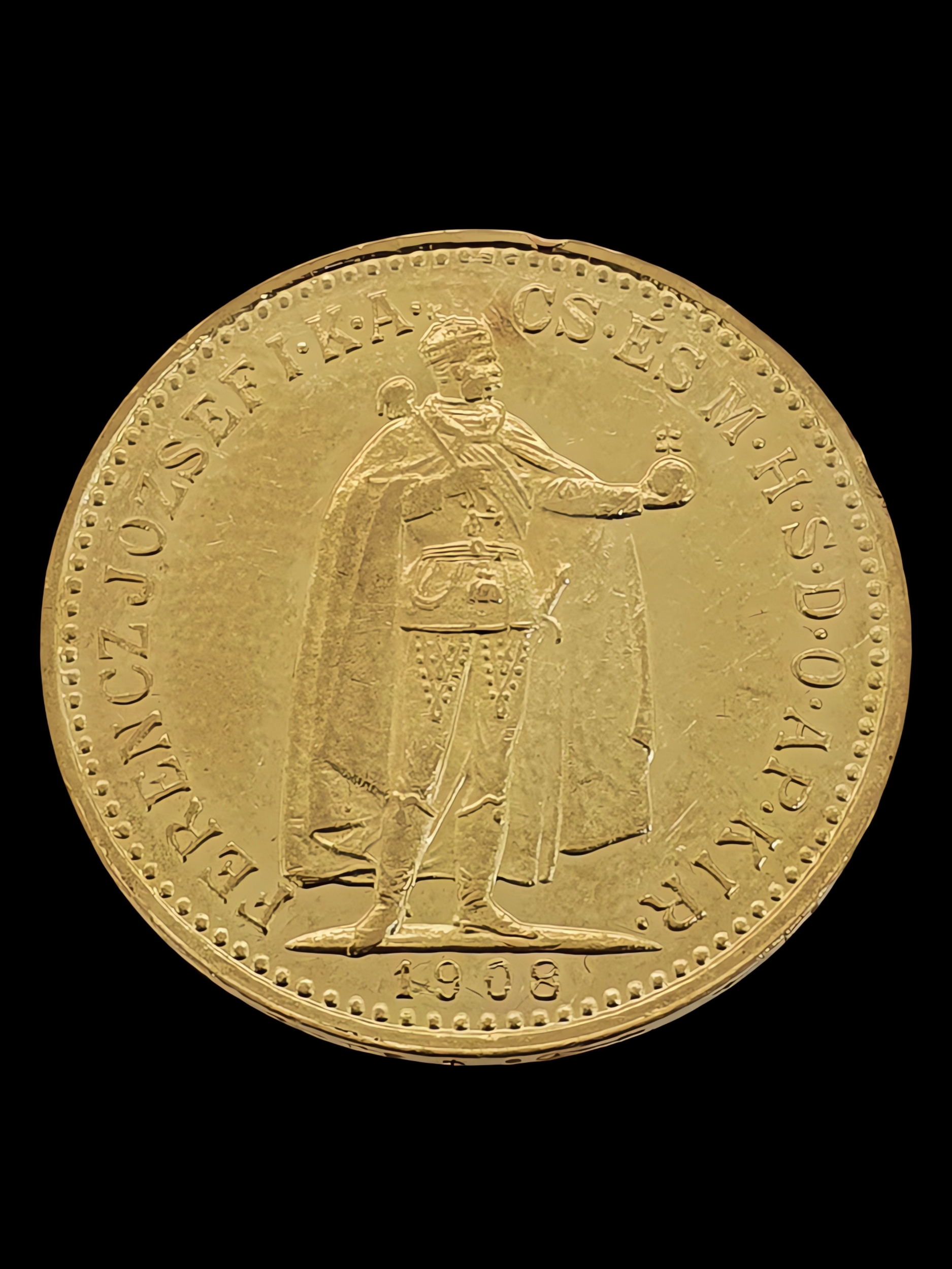 1908 Hungary Gold Coin 10 Korona Francis Joseph I