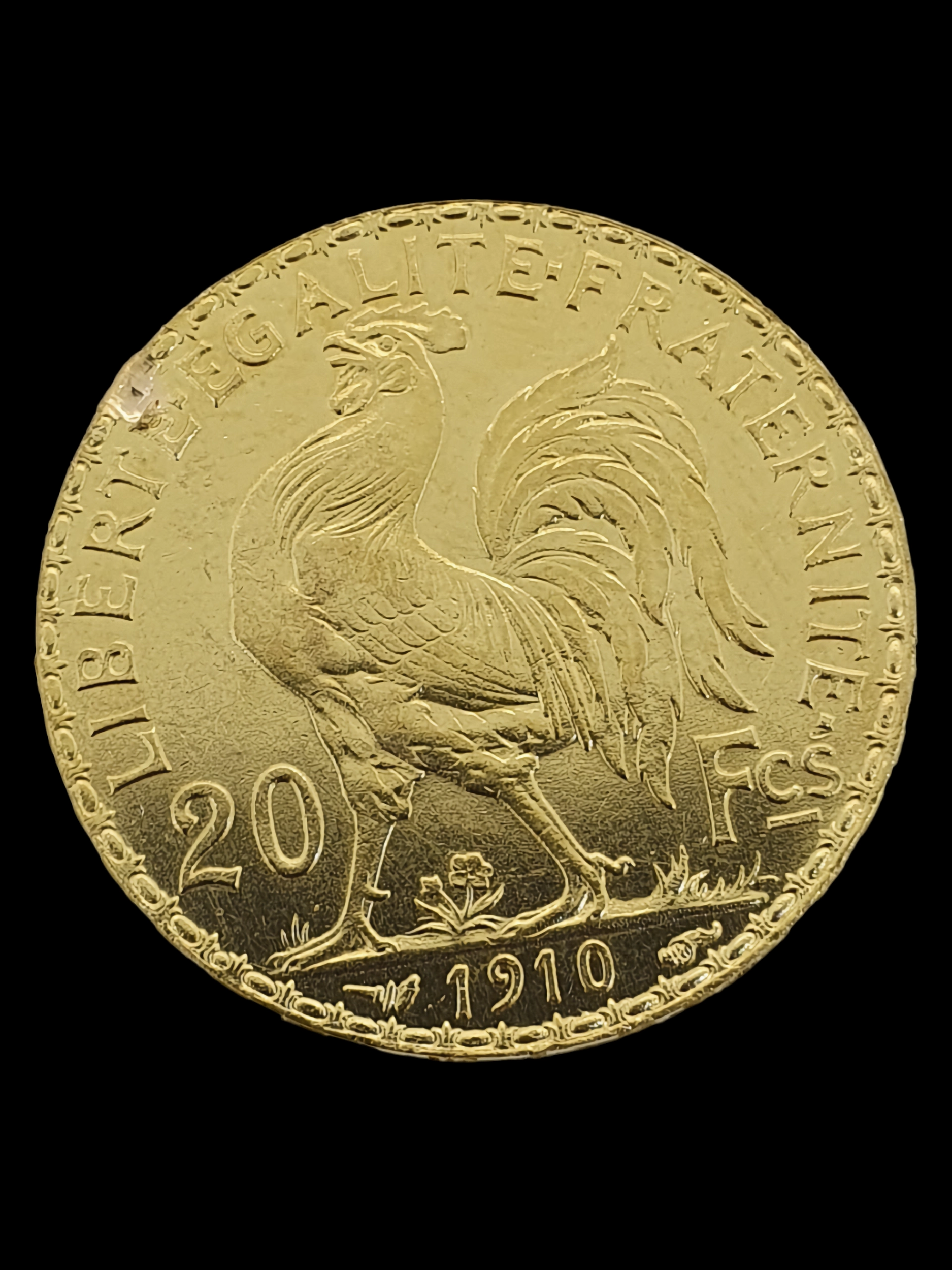 1910 France Rooster 20 Franc Gold Coin