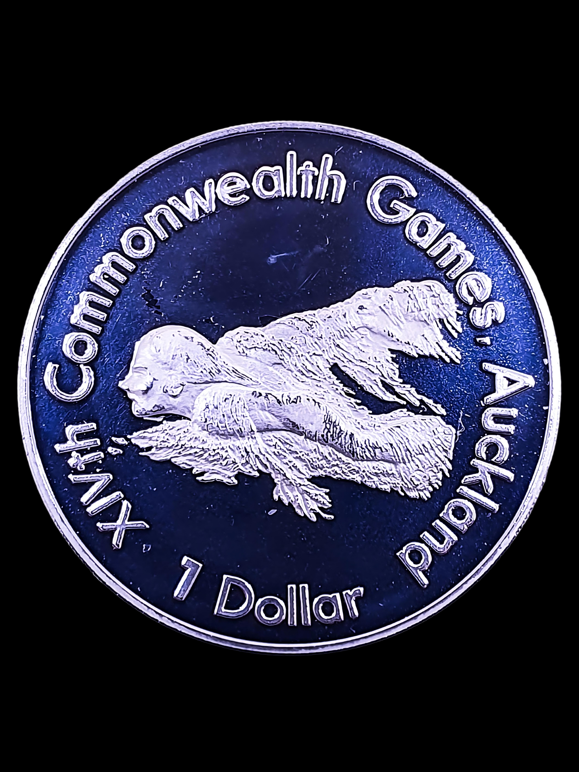 1989 XIVth Common Wealth Games Swimmer 1 Dollar Silver Coin