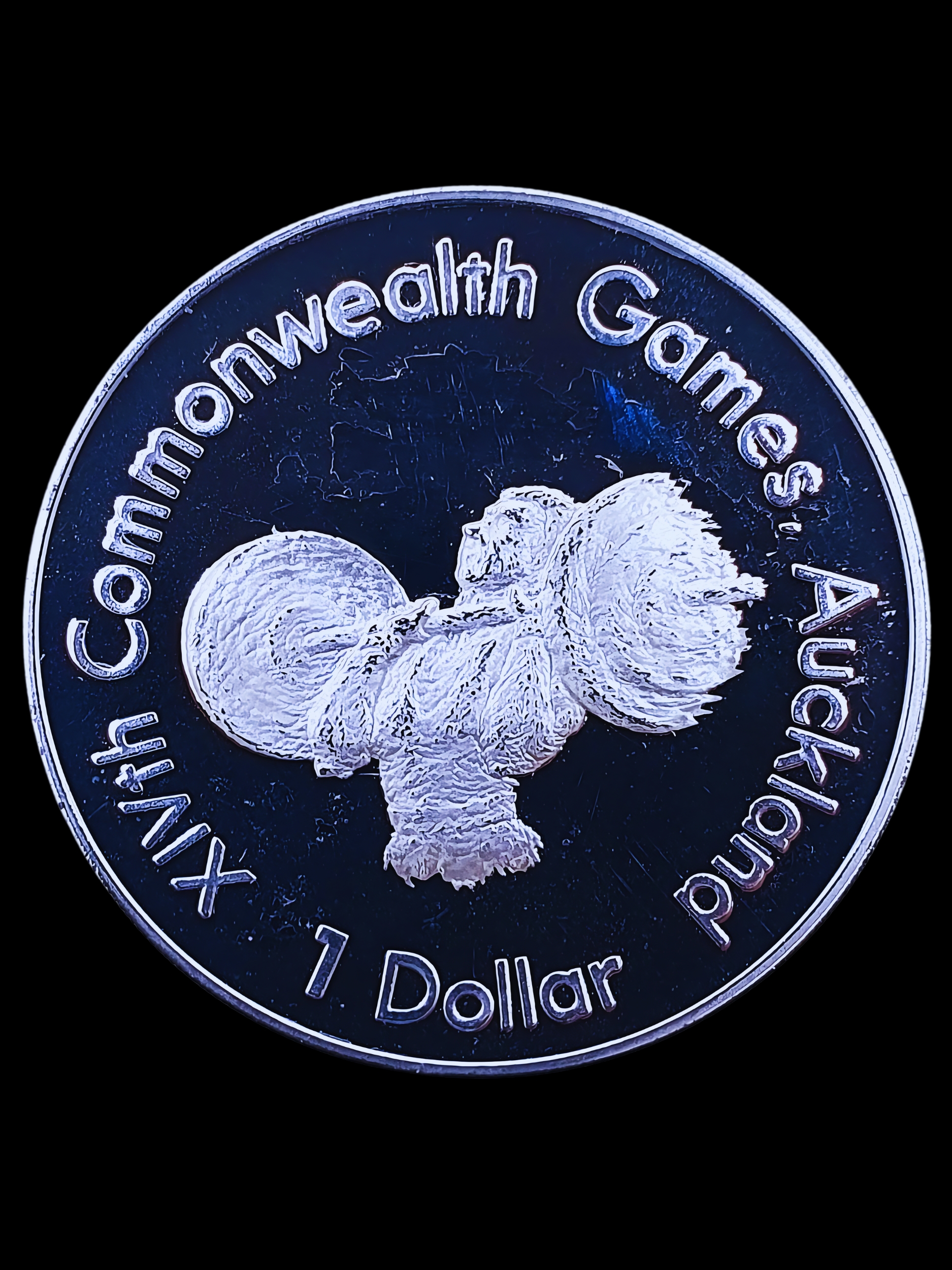 1989 XIVth Common Wealth Games Weightlifter 1 Dollar Silver Coin