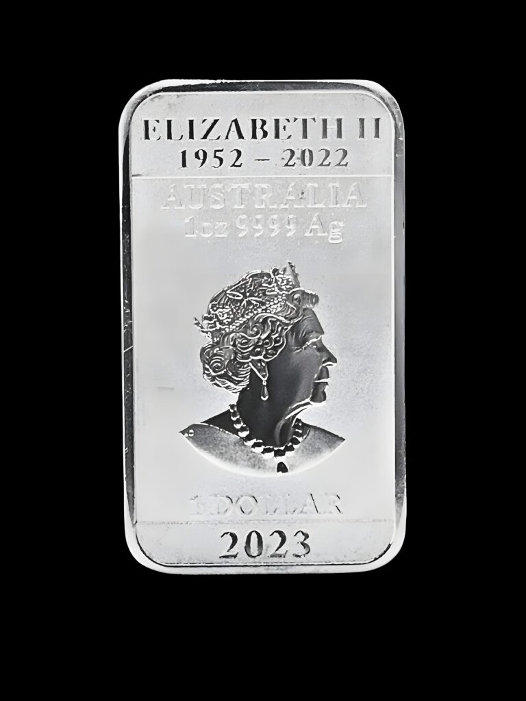 2023 Australia 1oz 9999 Silver Dragon Bar Queen Elizabeth II Perth Mint