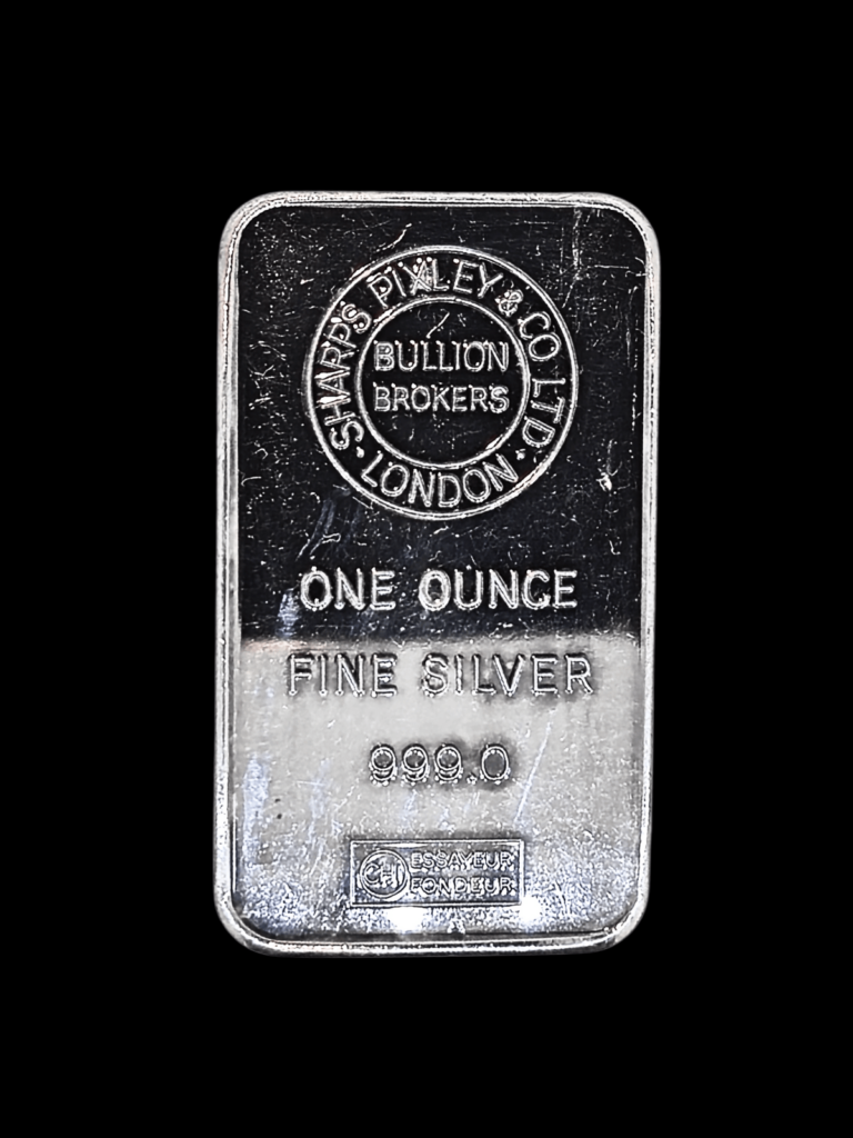 1971 Sharps Pixley & Co London 1oz Fine Silver Bar .999 Collectible