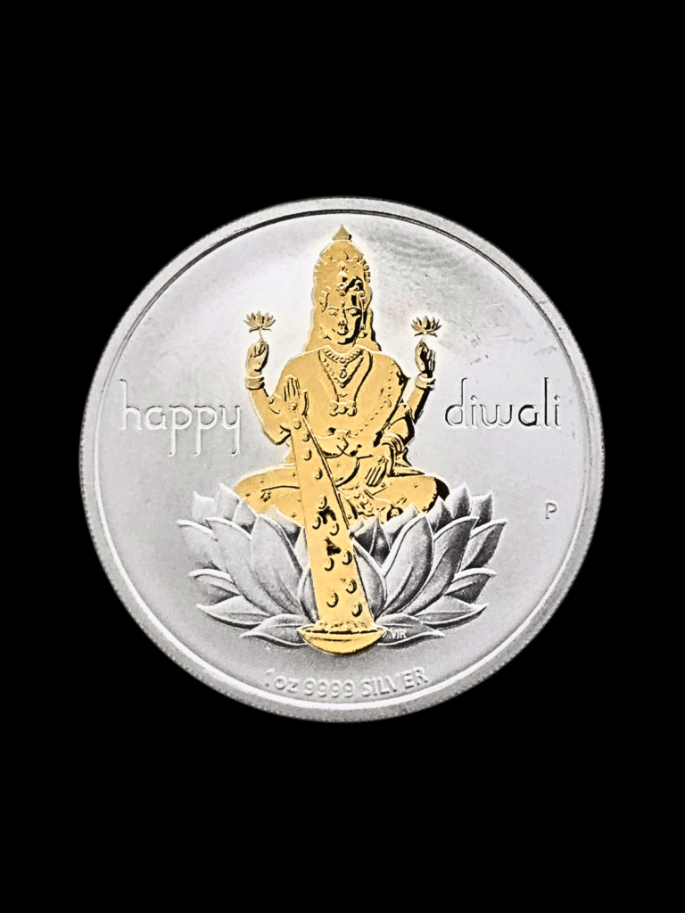 2020 Tuvalu Diwali Festival 1oz .9999 Silver Medallion Gilt Gilded by 24k gold