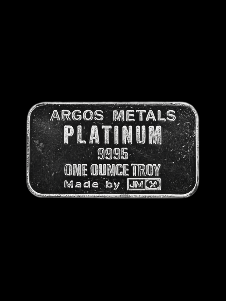 1 oz Argos Metals Platinum .9995 Fine Vintage Platinum Bar by Johnson Matthey