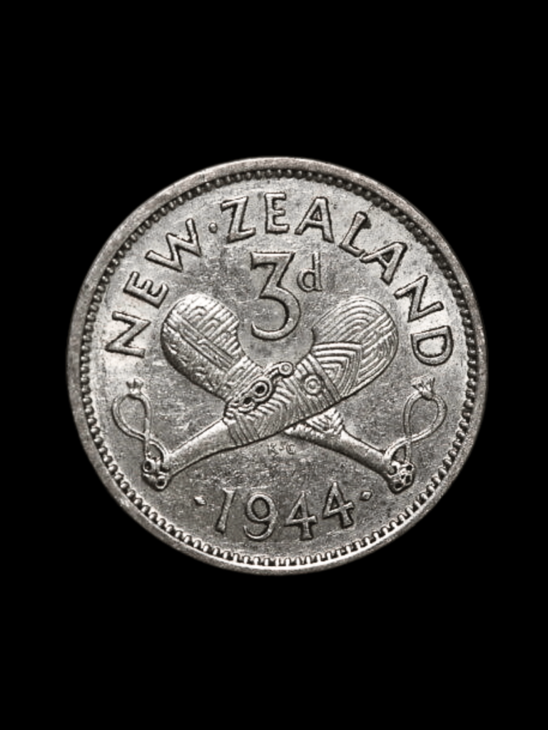 1944 Threepence -King VI George New Zealand Coin