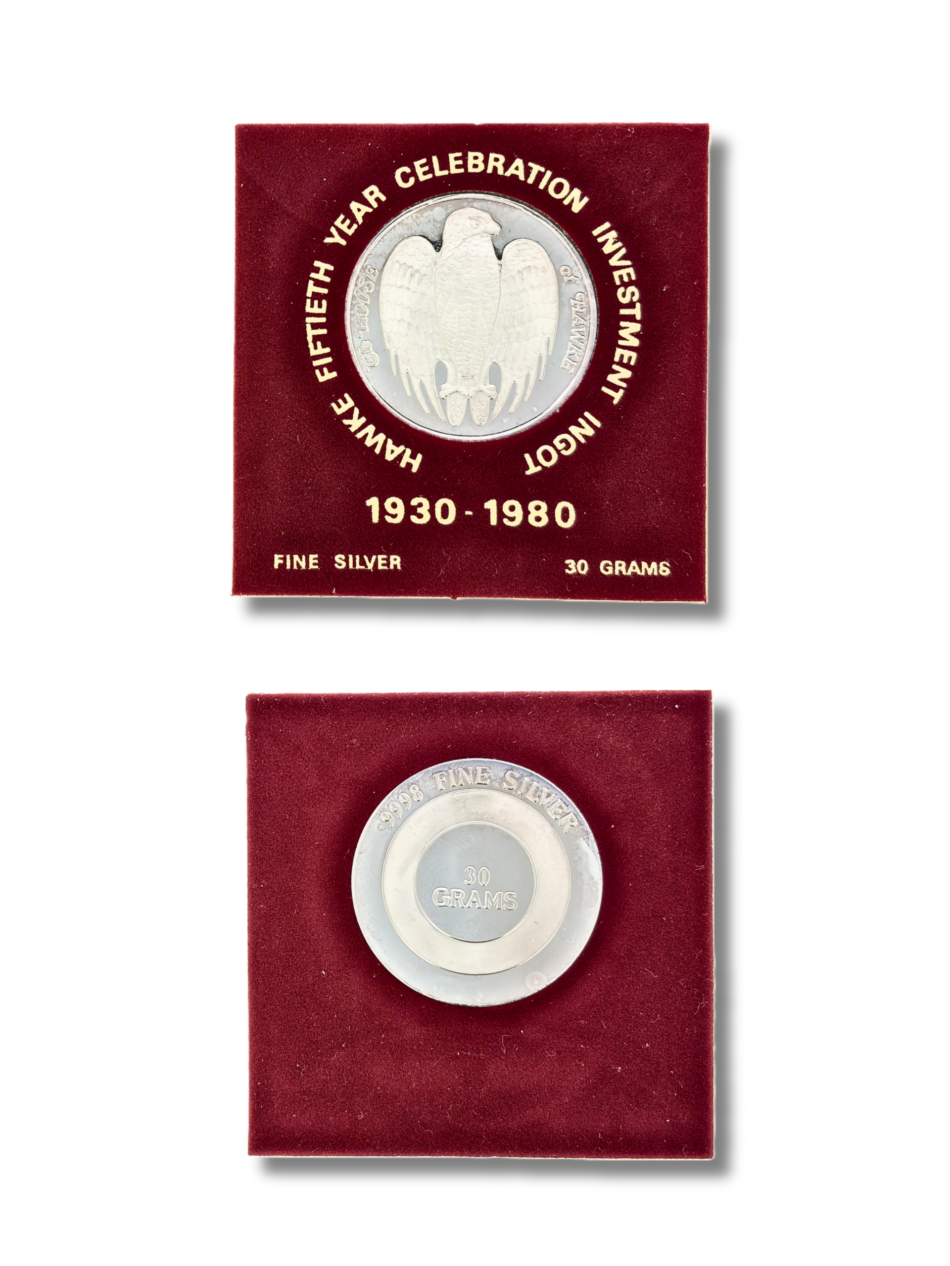 1980 House of Hawke Fine Silver Ingot Front & Back