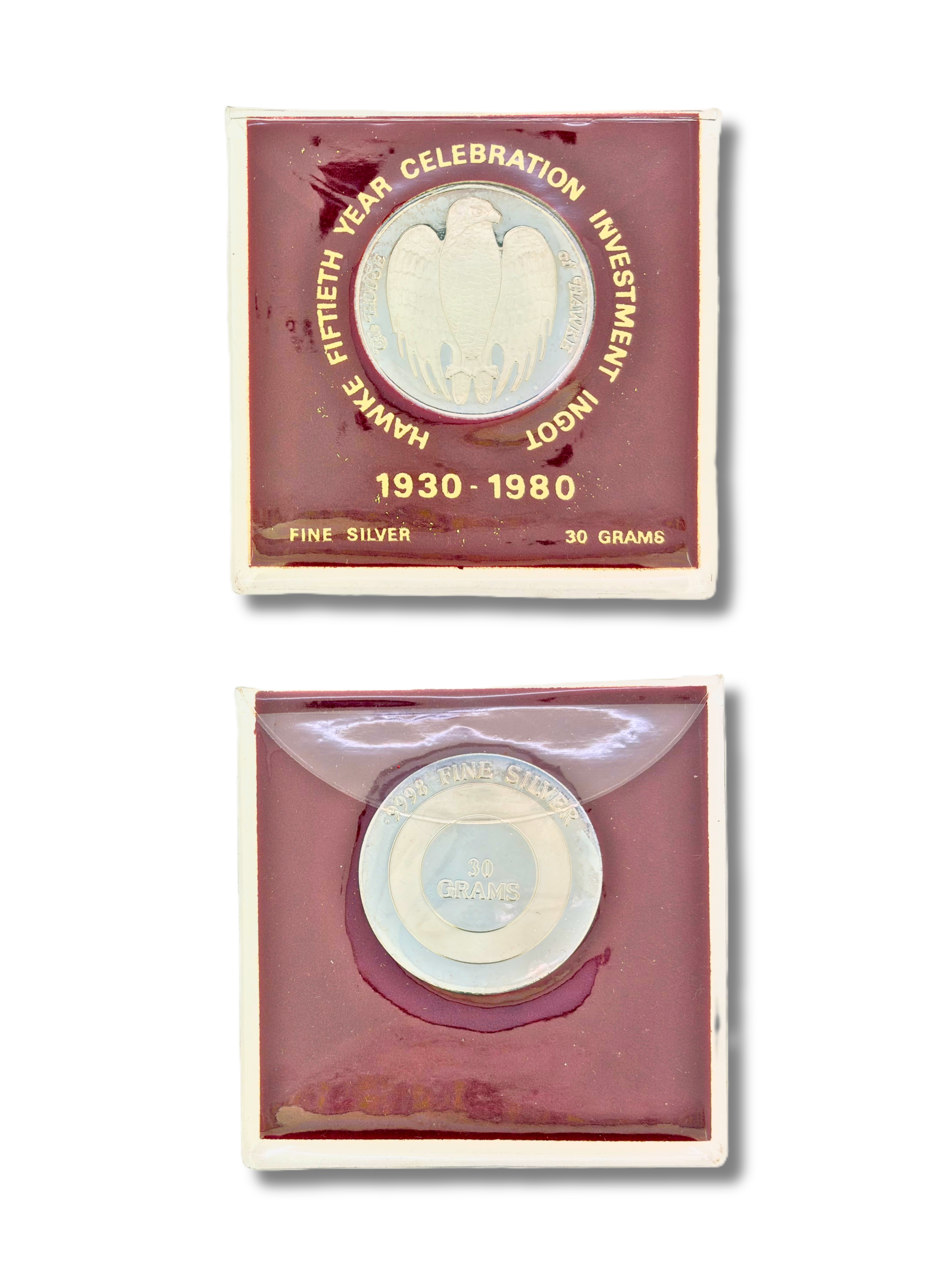1980 House of Hawke Fine Silver Ingot – Presentation Sleeve Front & Back