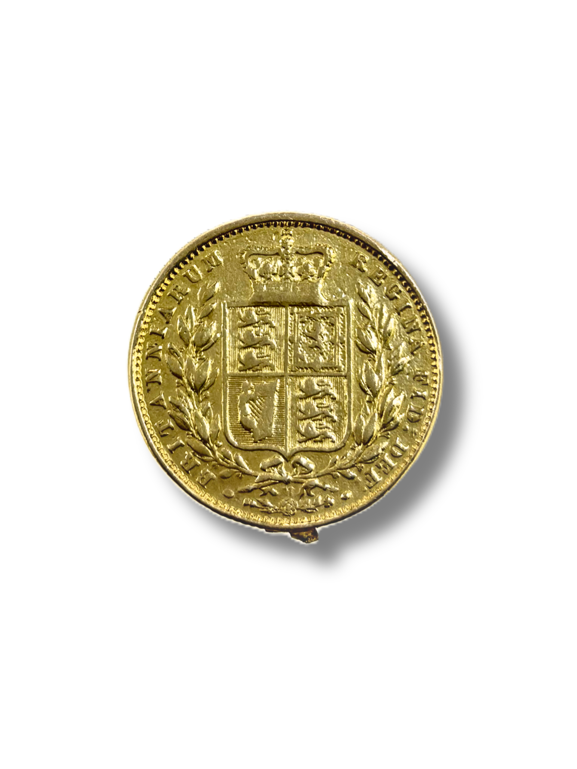 1872 Sovereign. Crowned Shield. Young Queen Victoria. Reeded edge. (M) (2)