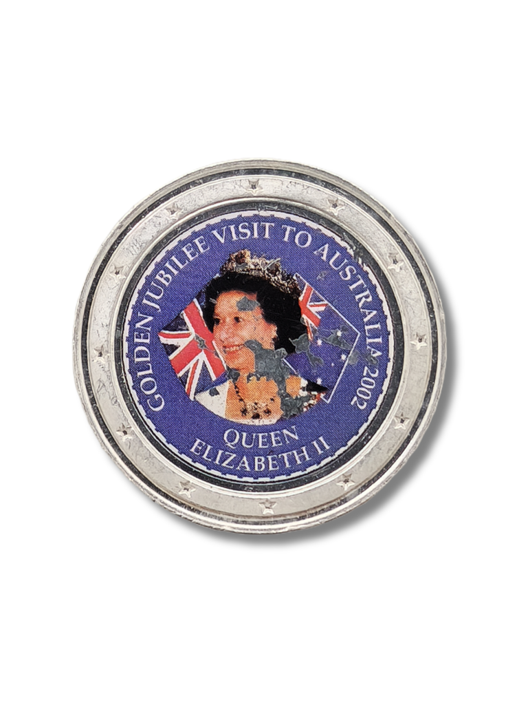 2002 Golden Jubilee Visit To Australia (Coloured) Silver Medallion