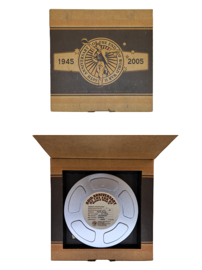 2005 $1 60th Anniversary of The End of World War II 1oz Silver Proof Lenticular Coin